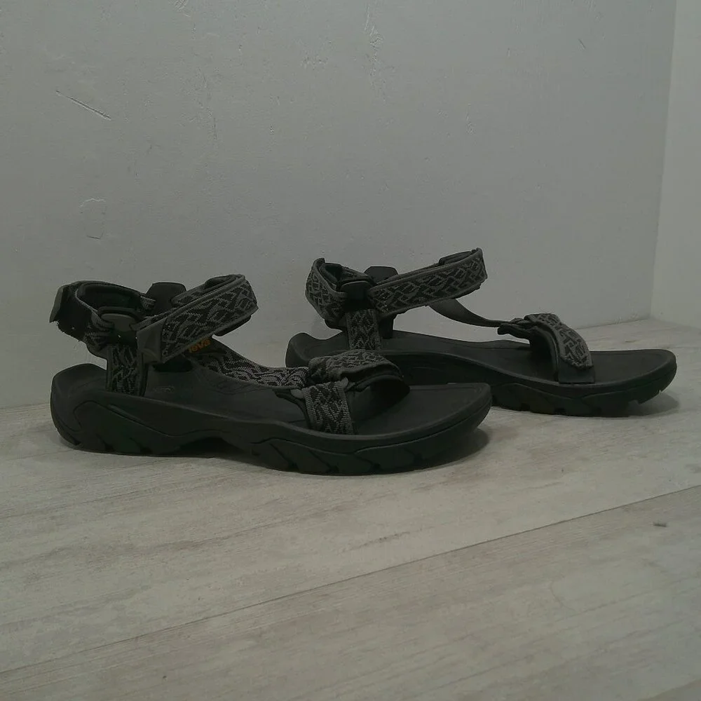 Teva Terra Fi 5 Universal Hiking Sandals Black Men’s Sport Strap Wavy Trail S 13